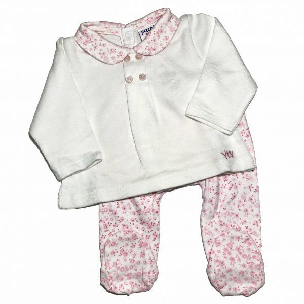 Conjunto 2 piezas Blanco con Flores- Yatsi