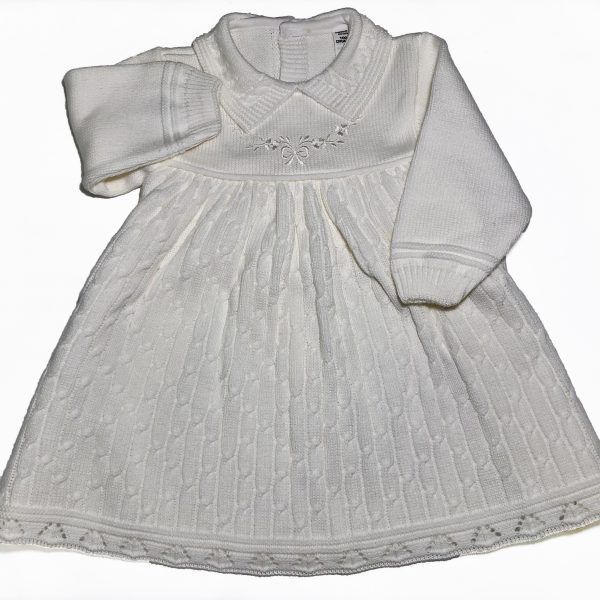 Vestido blanco roto con cuello - VISI