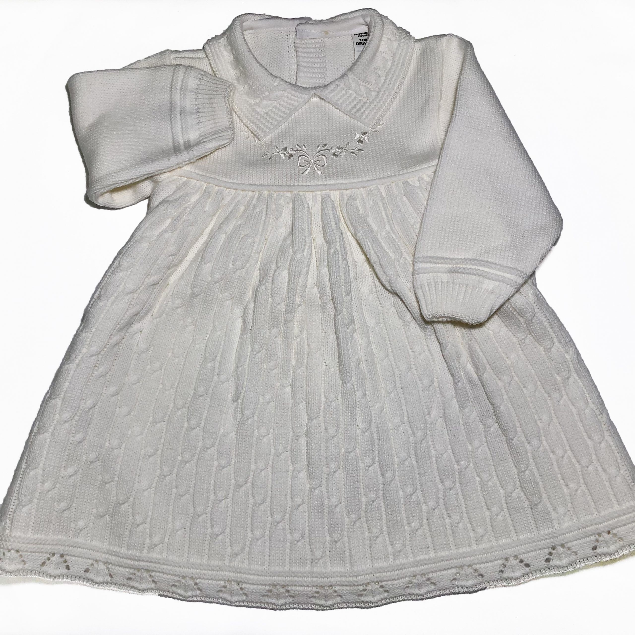 Vestido blanco roto con cuello - VISI