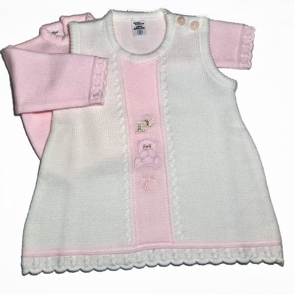 Vestido Blanco Roto y Camiseta Rosa - VISI