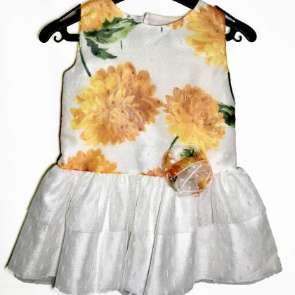 Vestido Fiesta Flores Naranjas - Isamar Confecciones