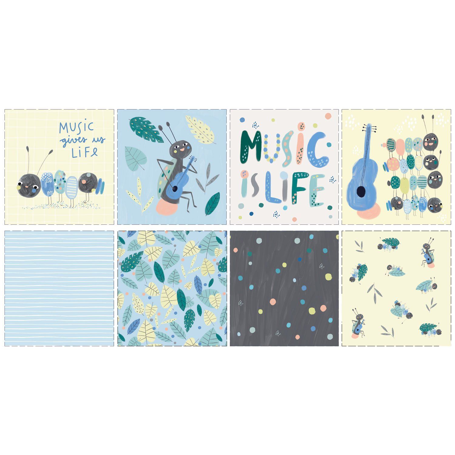 PP10 Poplin Panel AW Ants & Music Panel- KATIA
