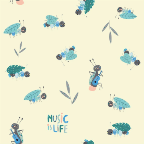 Poplin Fabric Ants and Music Main- KATIA