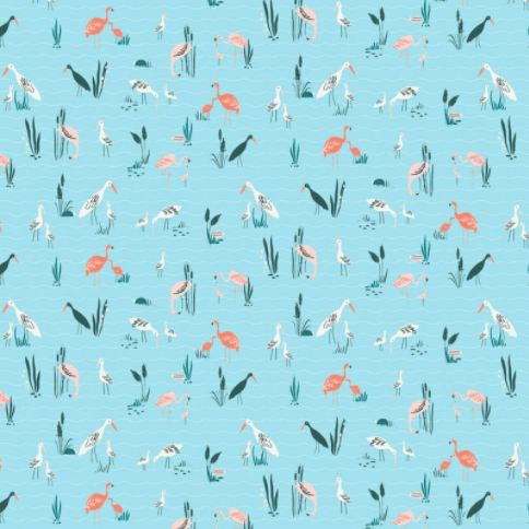 Poplin Fabric Salinas Bird Blue- KATIA