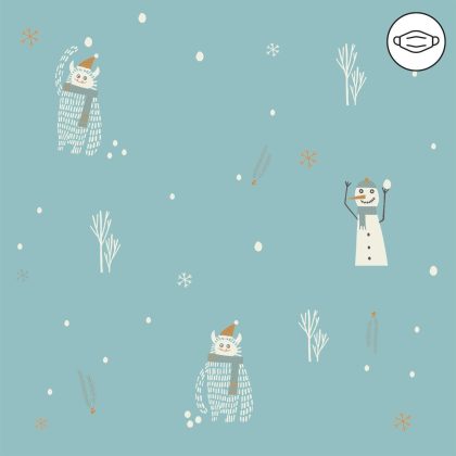 PA86 Poplin Antibacterian Yeti & Snowman - KATIA