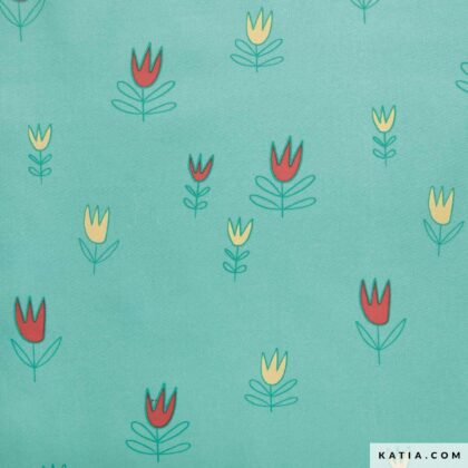 P145 Poplin Tulips Aqua - Katia
