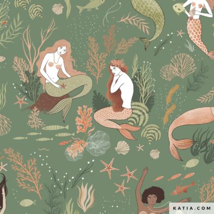P195 Poplin Coral Mermaids - Katia